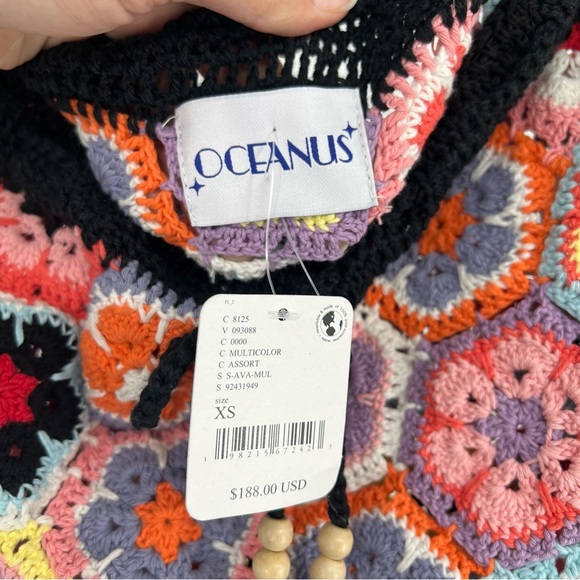 OCEANUS Ava Rainbow Colorful Handmade Drawstring Beach Crochet Shorts XS NWT - Picture 8 of 8